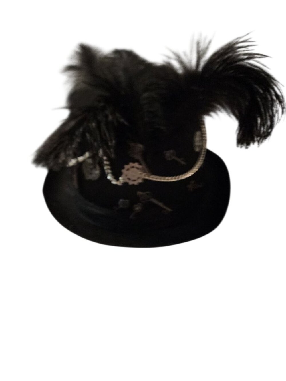 Steampunk Top Hat Feathered Plumes metallic gear accents